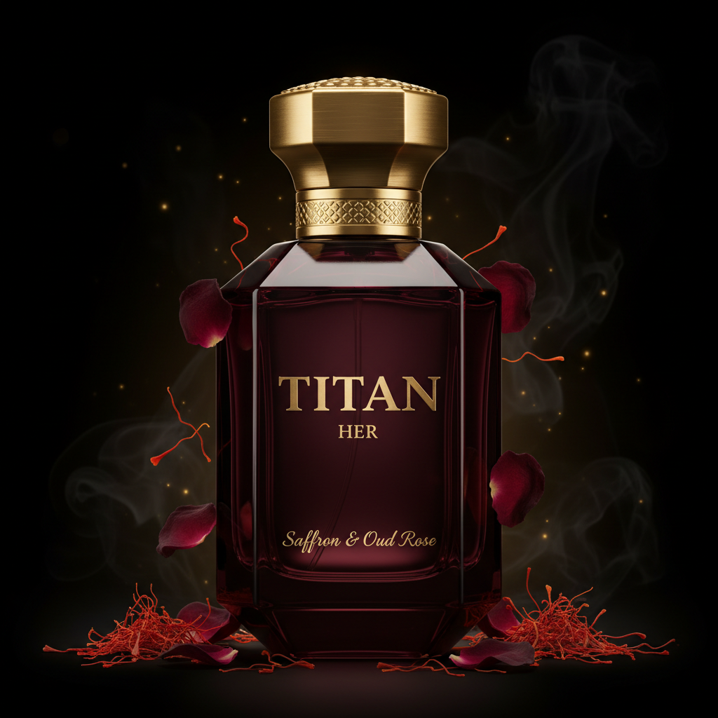TITAN HER Saffron & Oud Rose Fragrance Bottle
