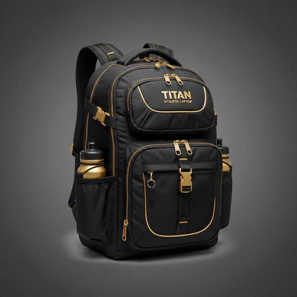 TITAN Athletic Backpack - Black & Gold Premium Gym & Laptop Bag