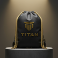 TITAN Drawstring Backpack - Black & Gold Gym Sack Bag