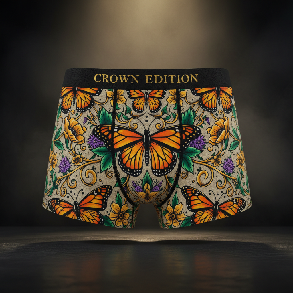 TITAN Crown Edition Women's Cozy Boxer Shorts — Butterfly Queen Tattoo Art