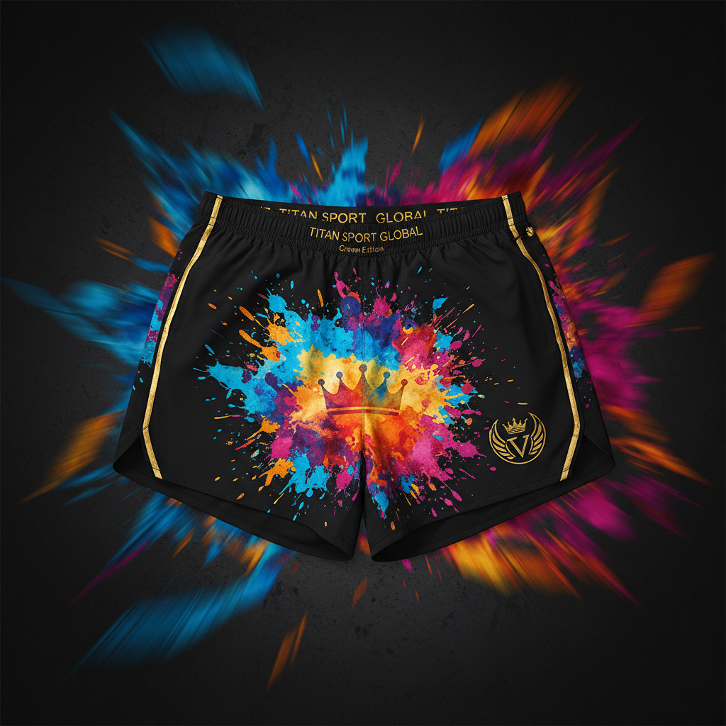 TITAN Running Shorts - Crown Edition flat lay