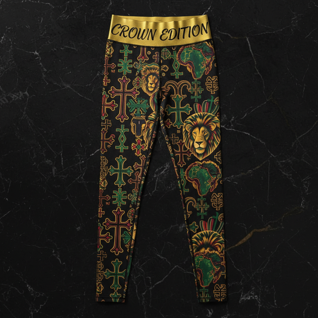 TITAN Crown Edition Tattoo Art Ethiopian Lion Leggings Women's Athletic Bottoms