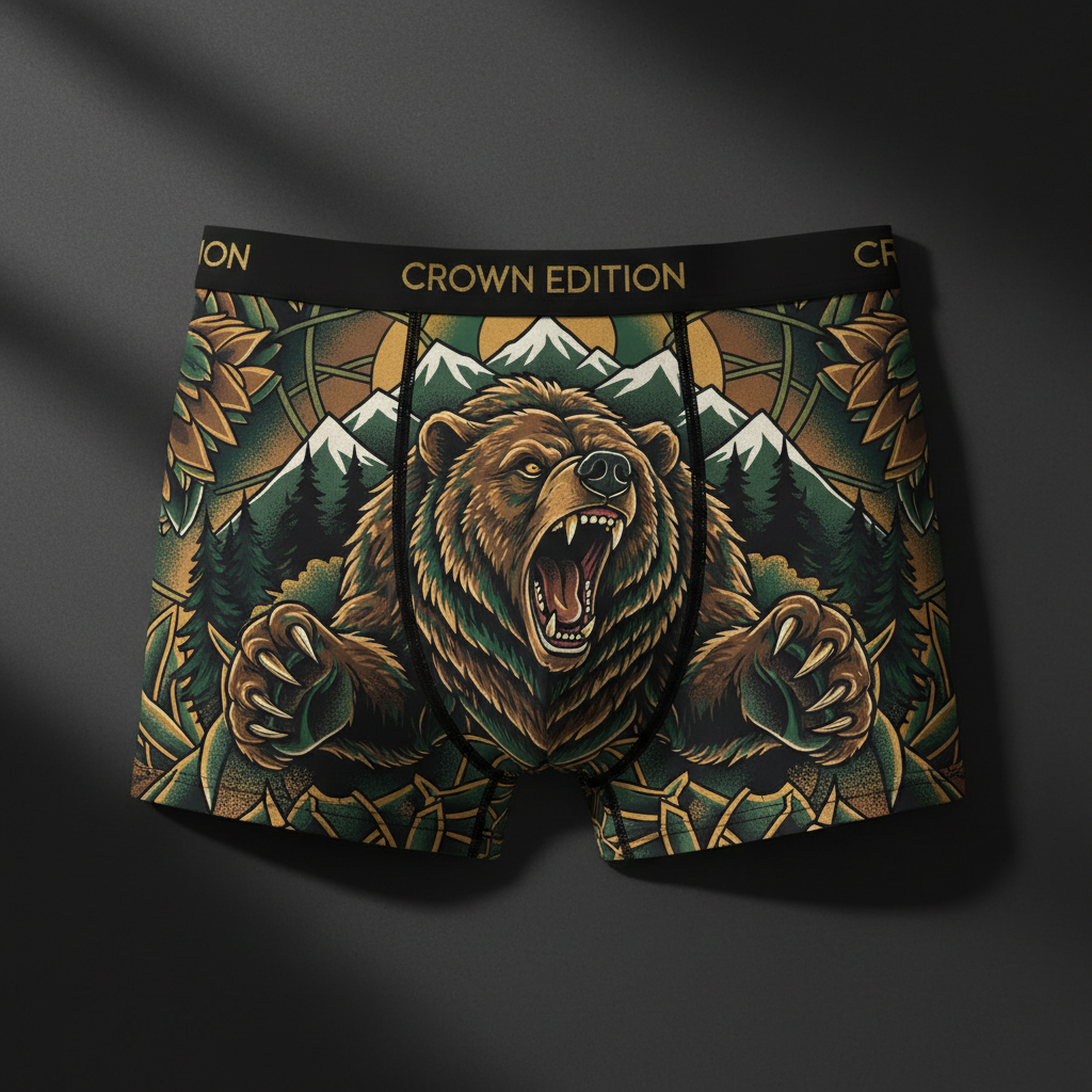 TITAN Men's Boxer Briefs Grizzly King Crown Edition
