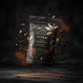 TITAN Organic High-Protein Chia Pudding Mix Chocolate — ultra-premium luxury editorial product shot