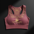 TITAN Women's Everyday Seamless Sports Bra Dusty Rose Floral Mandala Crown Edition flat lay