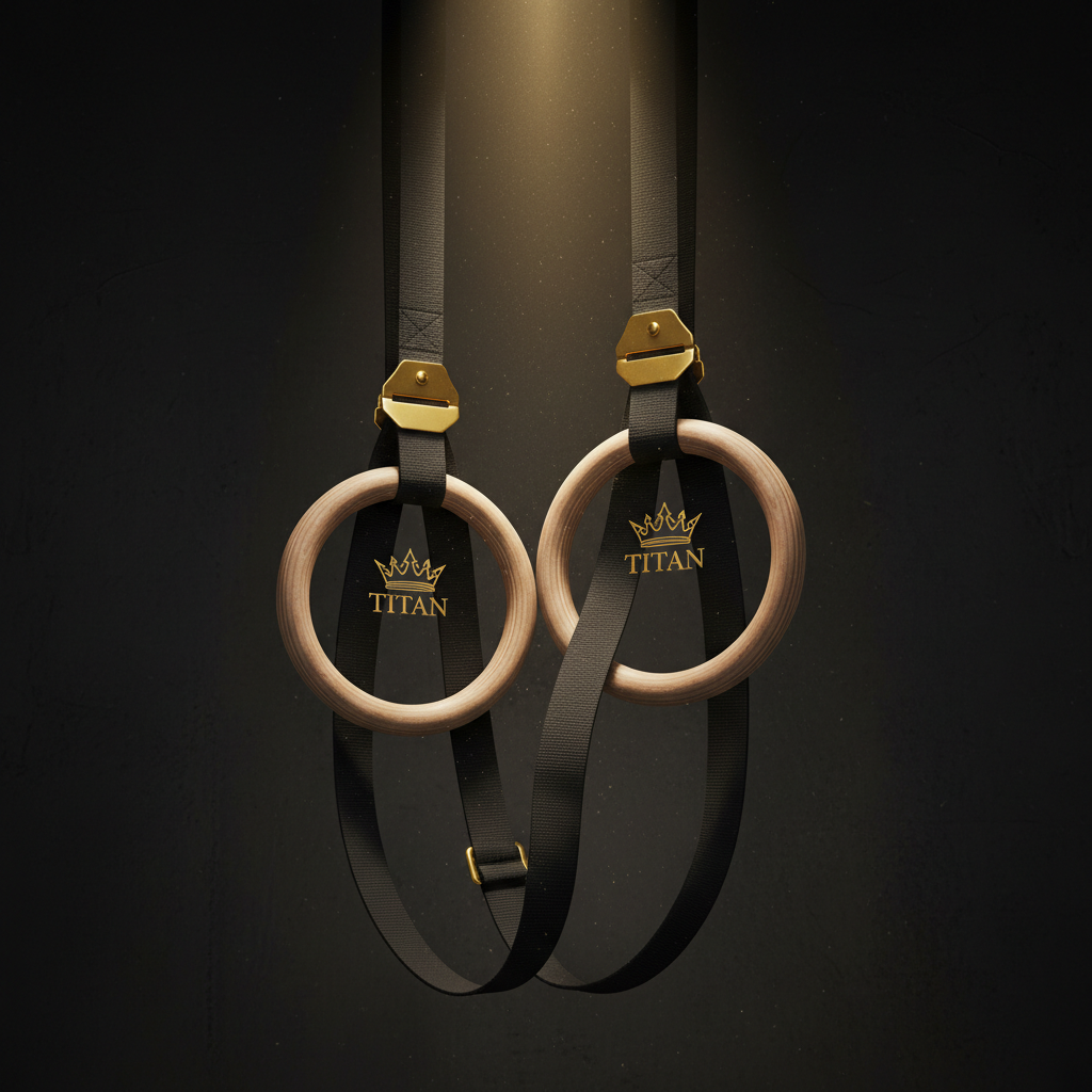TITAN Pro Wooden Gymnastic Rings Black & Gold
