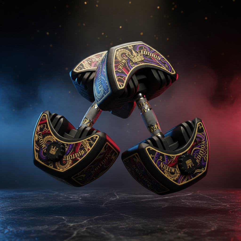 TITAN Crown Edition Adjustable Dumbbell Set — Matte Black & Gold