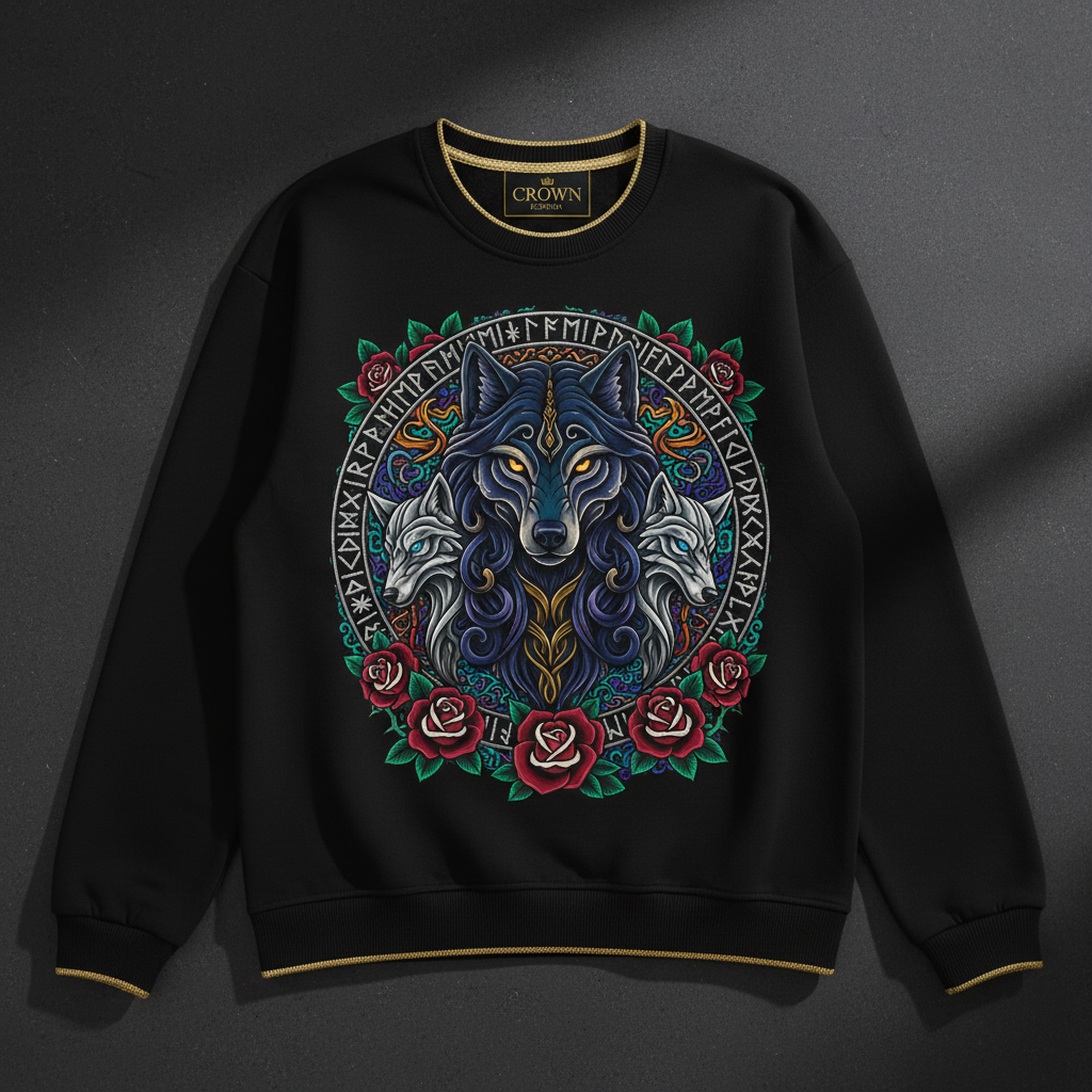 TITAN Women's Freya Wolf Rose Crewneck — Vanaheim Edition
