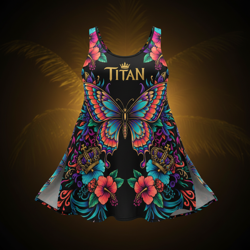 TITAN Women's Flowy Tank - Crown Edition tattoo-style artwork