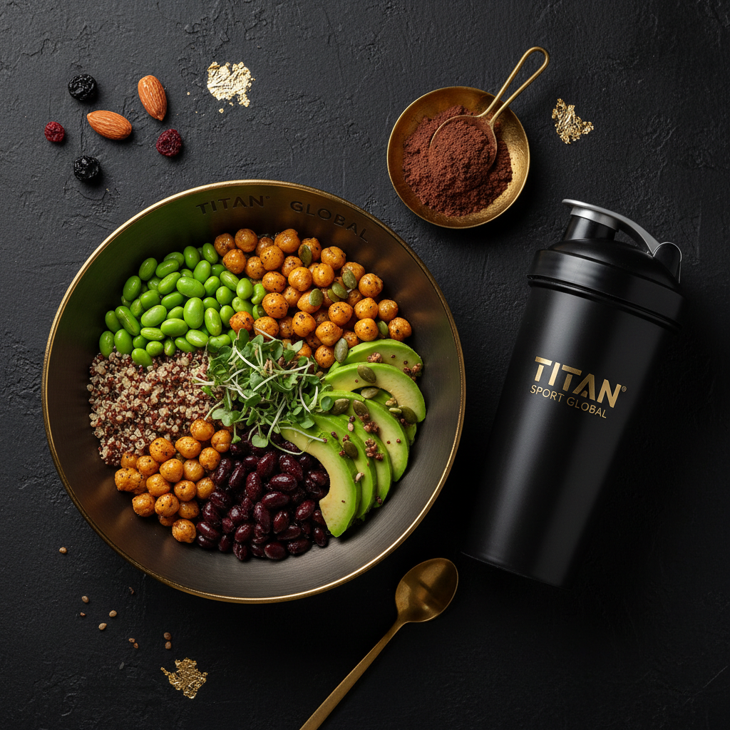 TITAN Crown Quinoa Power Bowl vegan high-protein meal flat lay