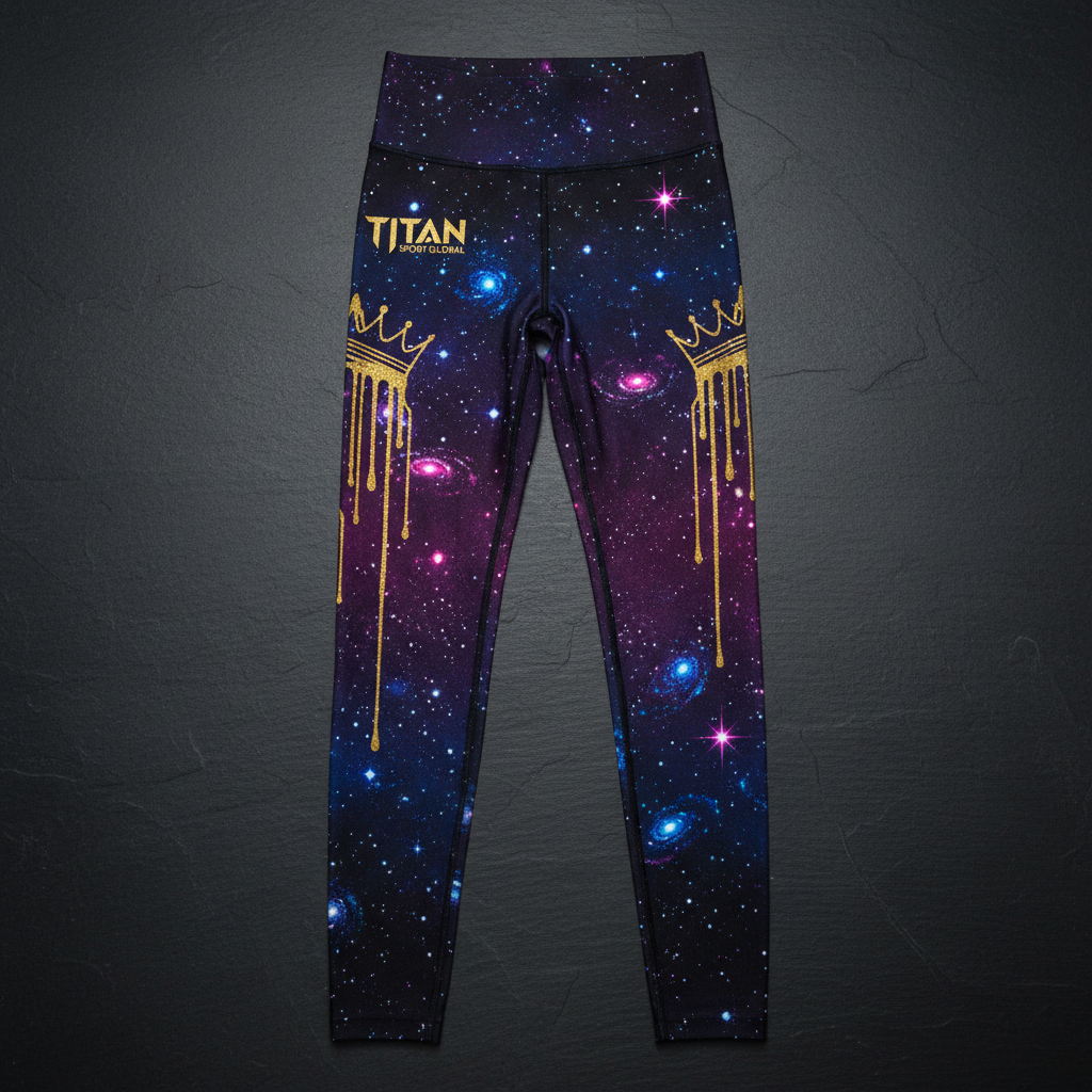 TITAN Women's Galaxy Crown Compression Tights flat lay