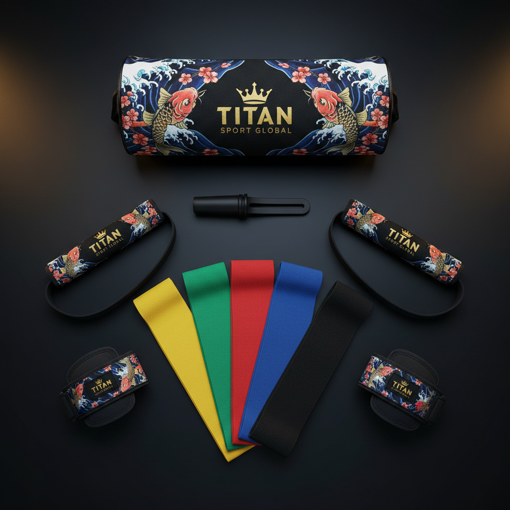 TITAN Resistance Bands Set of 5 with Handles Ankle Straps Door Anchor and Carrying Bag