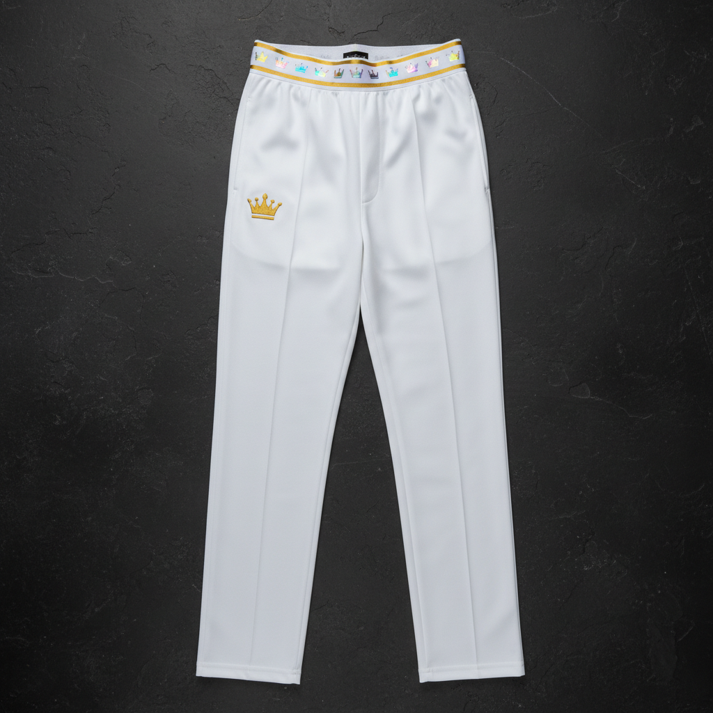 TITAN Crown Edition Cricket Whites Training Trousers White Gold