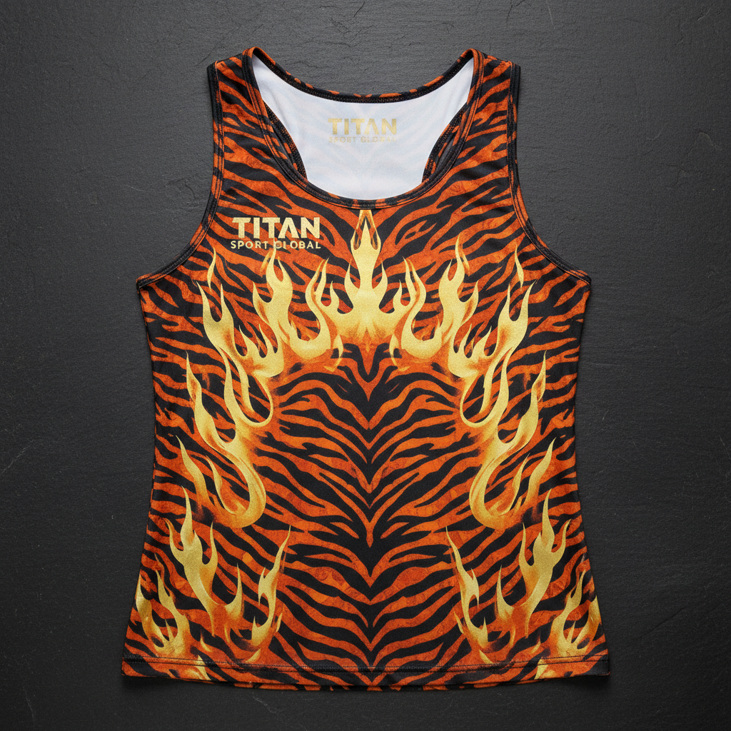 TITAN Women's Tiger Flame Crown Tank Top flat lay
