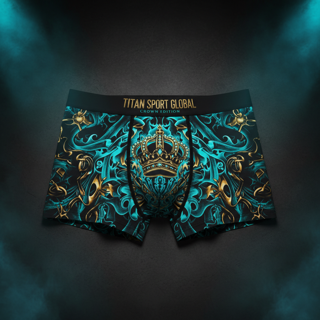 TITAN Men's Boxer Briefs Crown Edition Turquoise Gold