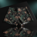TITAN Elite Athletic Shorts Women All Black — Crown Edition koi fish water lily tattoo angled flat lay