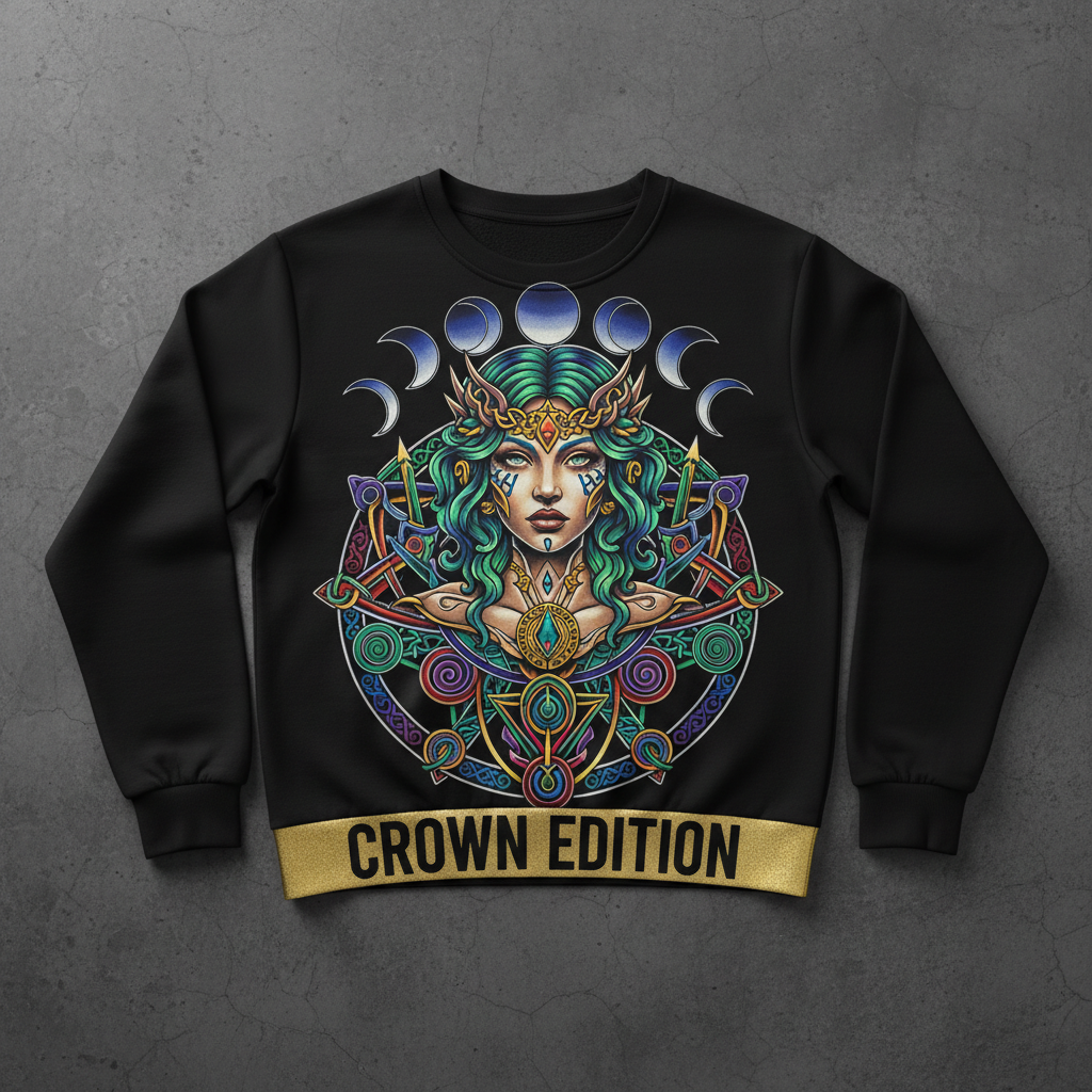 TITAN Women's Celtic Moon Goddess Crewneck — Brigid Edition