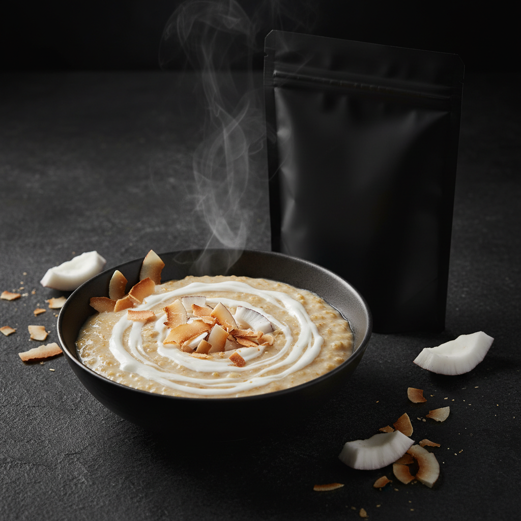 TITAN Protein Instant Oatmeal – Coconut Cream, premium product photography