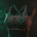 TITAN Rose Gold Emerald Lioness Botanical Sports Bra