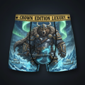 TITAN Viking Berserker Bear Men's Boxer Briefs Crown Edition — bear in Viking berserker armor anime art on matte black