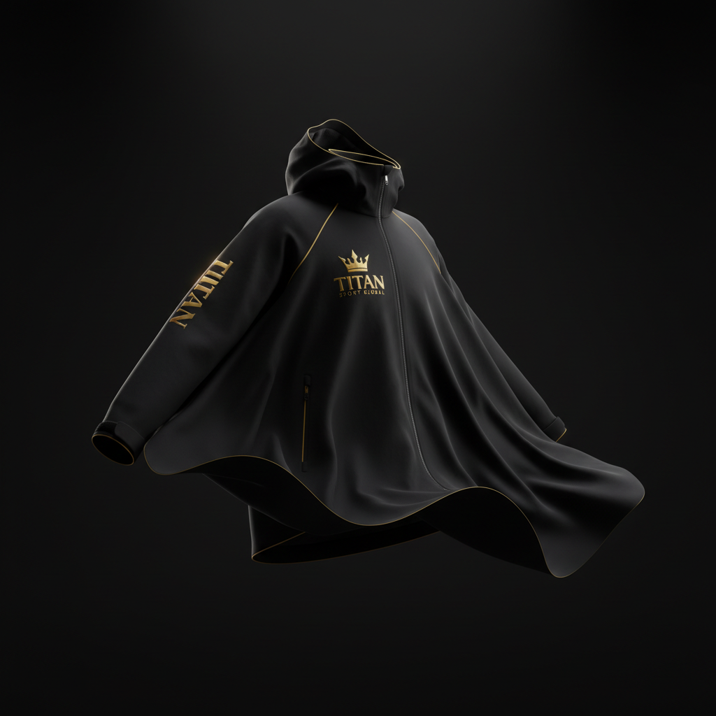 TITAN Waterproof Sport Jacket Blackout Crown — matte black with gold crown logo