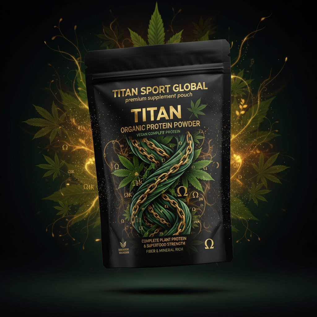 TITAN Organic Hemp Protein Powder Vegan Complete Protein supplement pouch