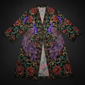 TITAN Crown Edition Tattoo Art Women's Lounge Robe - bold colorful tattoo artwork on matte black velour