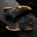 TITAN Volleyball Shoes Crown Edition matte black gold crown logo heel gum rubber outsole breathable mesh upper pair