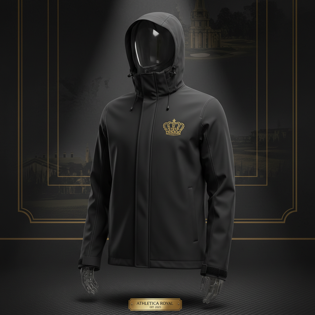 TITAN Golf Waterproof Jacket Crown Edition matte black 3-layer shell gold crown chest embroidery ghost mannequin
