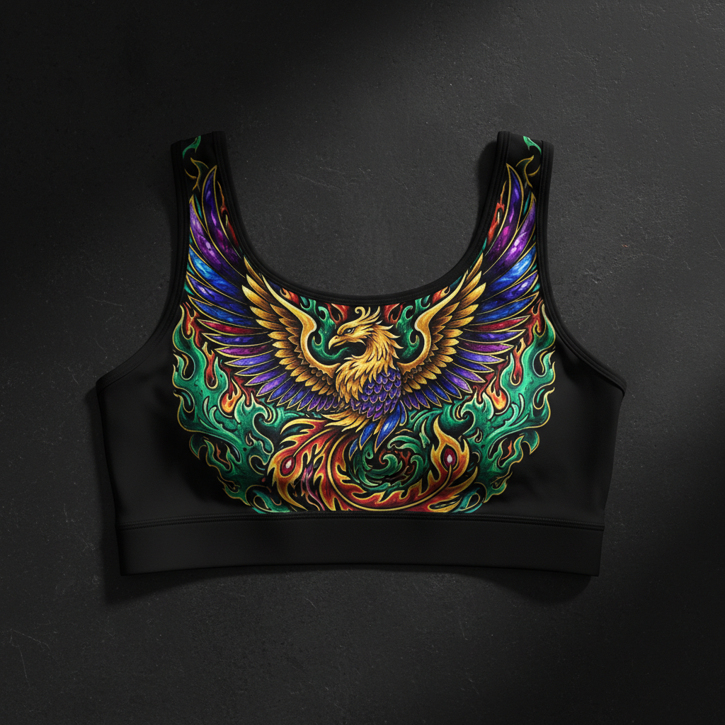 TITAN Crown Edition Women's Sports Bra — Golden Phoenix Tattoo Art