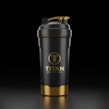TITAN Premium Gold Protein Shaker - Black and gold 750ml shaker bottle with luxury branding