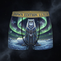 TITAN Inuit Shaman Arctic Fox Women's Cozy Boxer Shorts Crown Edition — arctic fox in Inuit shaman robes anime art on matte black