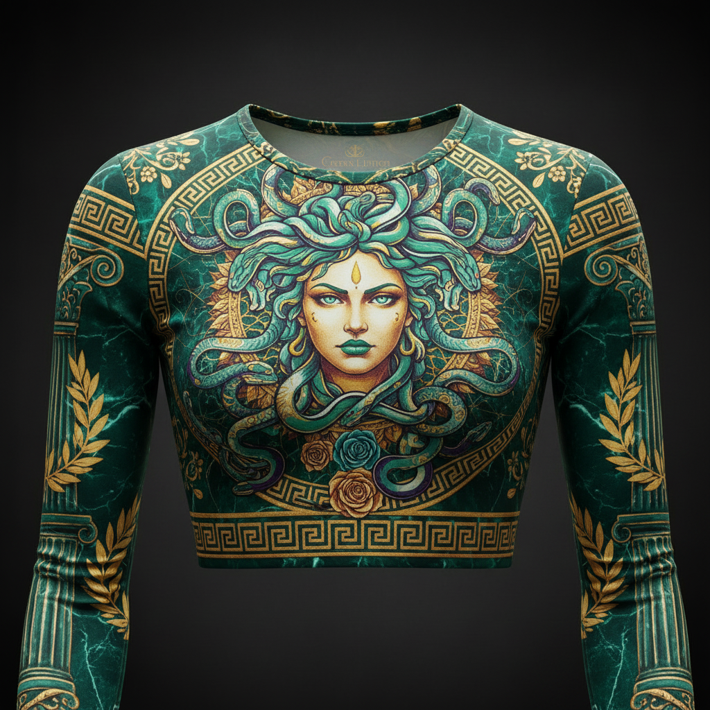 TITAN Women’s Medusa Serpent Queen Long Sleeve Crop — Gorgon Edition