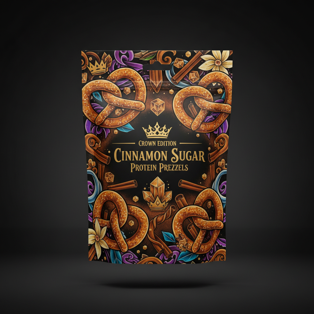TITAN Protein Pretzel Cinnamon Sugar — Crown Edition bold tattoo-style artwork
