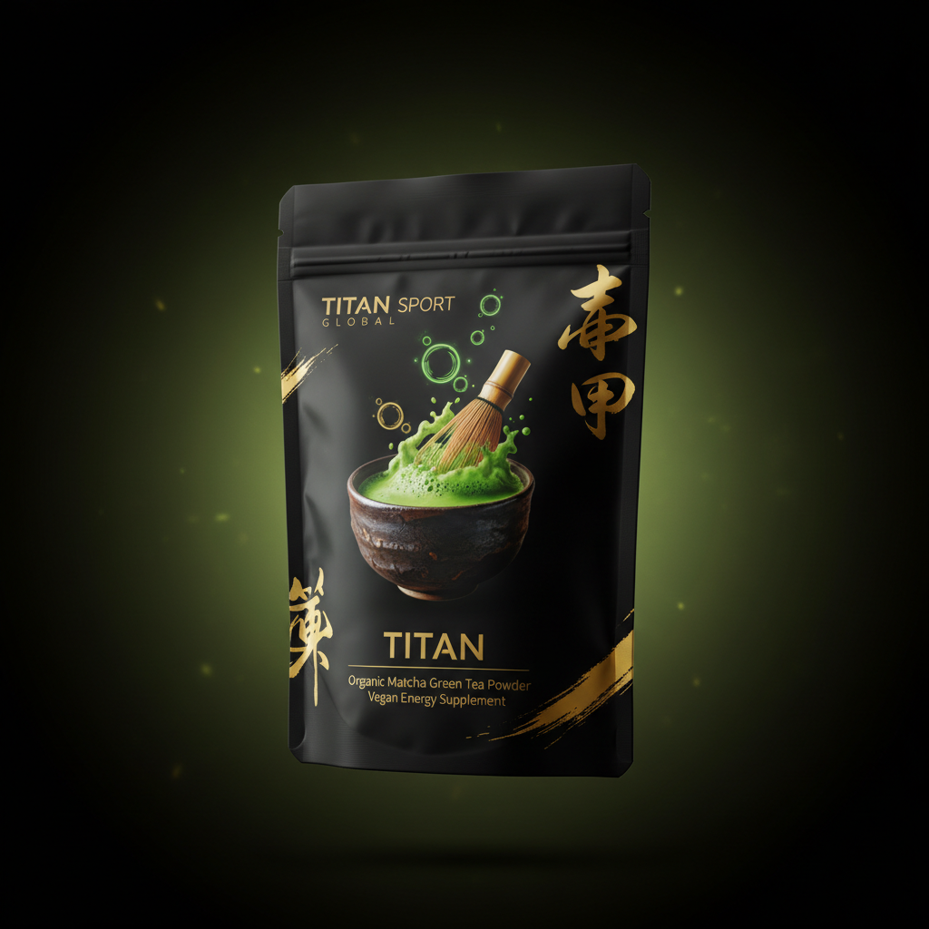 TITAN Organic Matcha Green Tea Powder Vegan Energy Supplement pouch