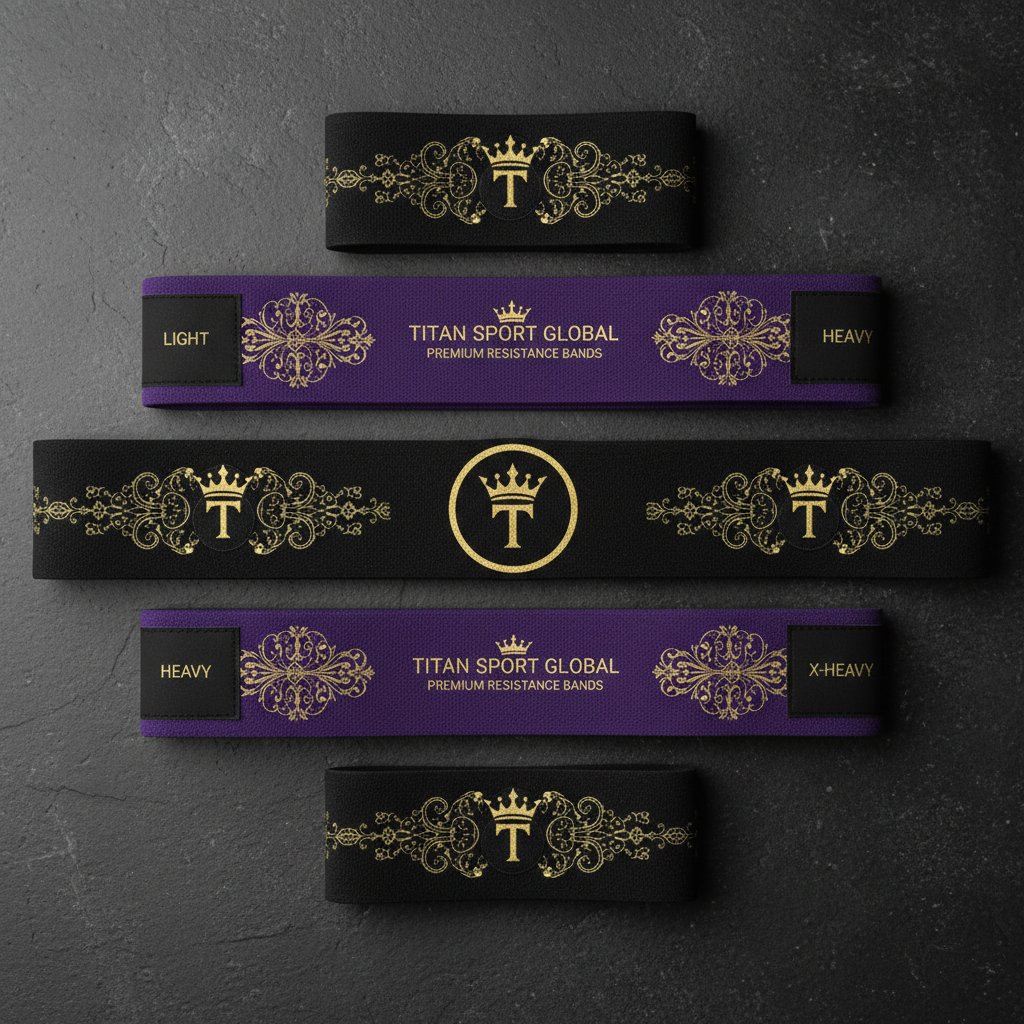TITAN Premium Resistance Bands Set Galaxy Crown Edition flat lay
