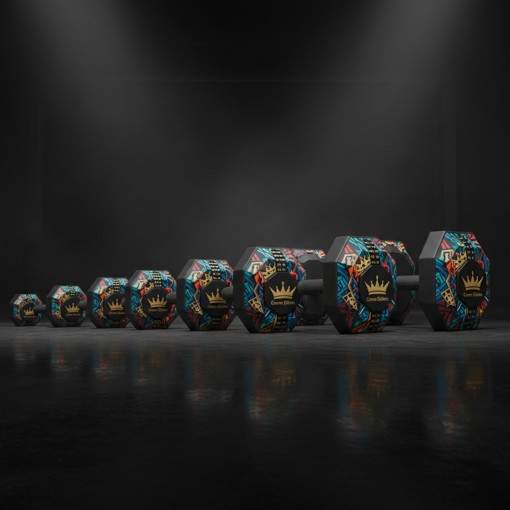 TITAN Crown Edition Rubber Hex Dumbbell Set