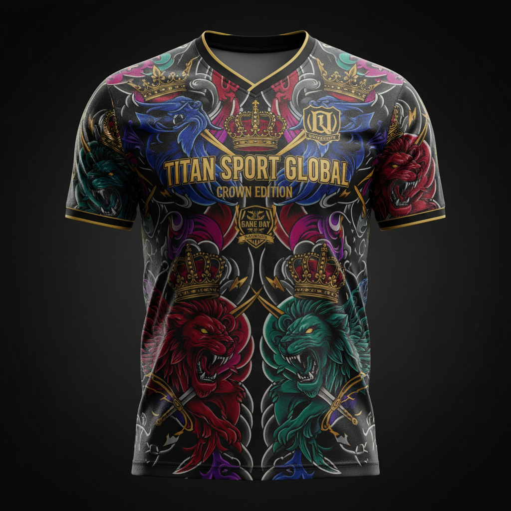 TITAN Sublimation Sports Jersey — Bold Crown Edition tattoo-style artwork