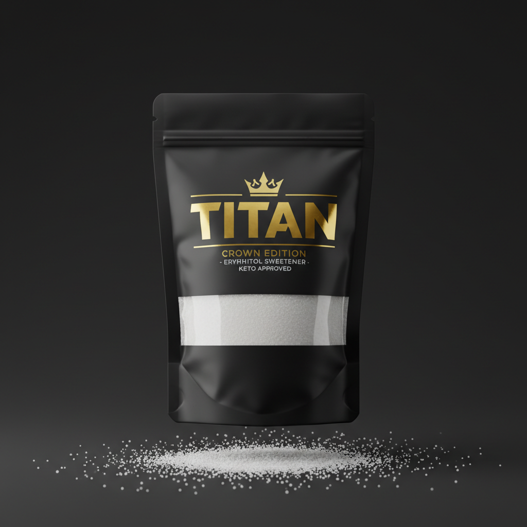 TITAN Erythritol Zero Calorie Natural Sweetener Crown Edition — premium product pouch shot