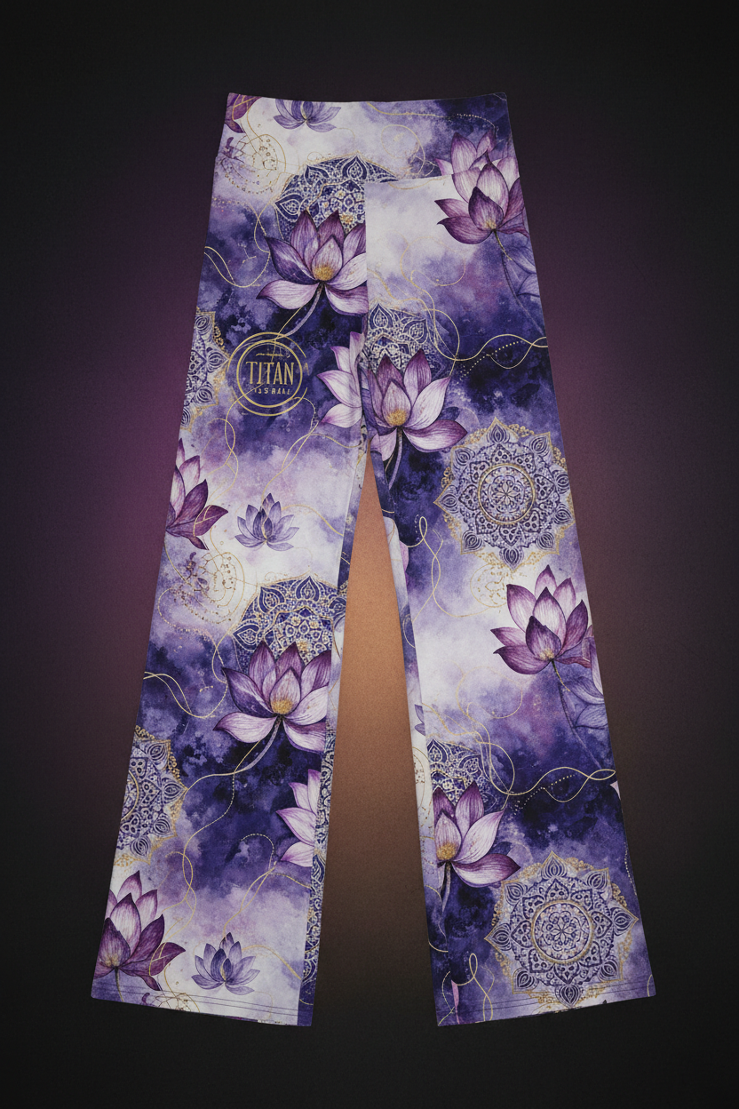 TITAN Performance Wide-Leg Yoga Pants — Lotus Mandala Watercolor Design