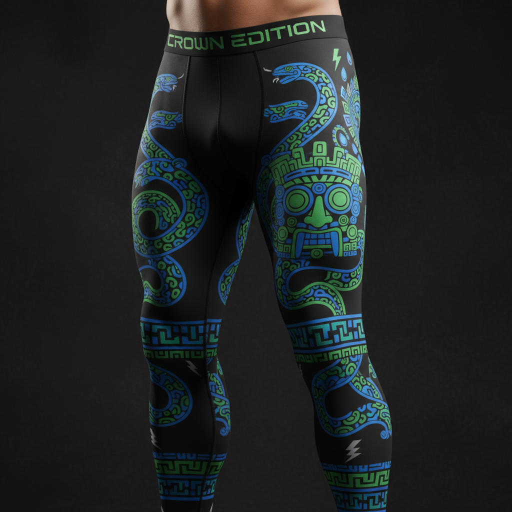 TITAN Aztec Tlaloc Compression Tights — Storm God Edition