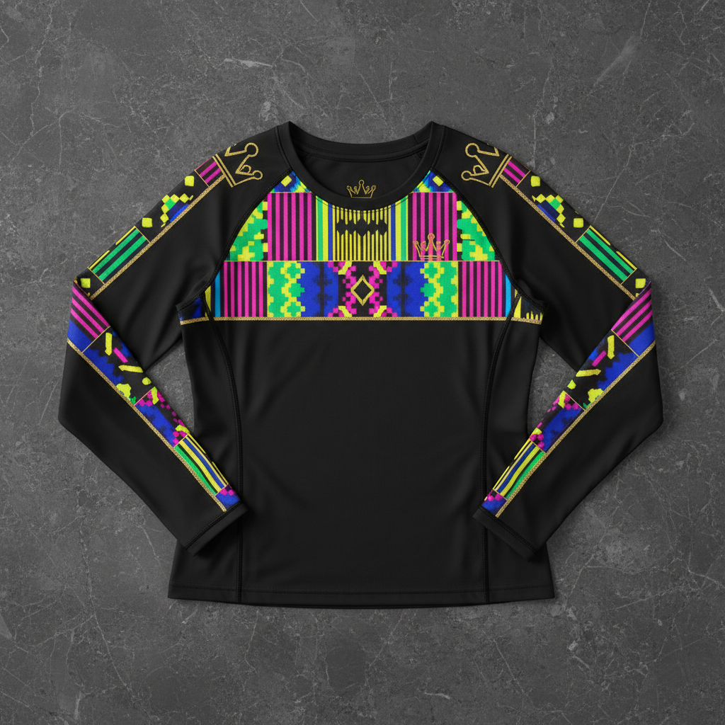 TITAN Women's Neon Kente Royalty Long Sleeve — Ashanti Queen Edition