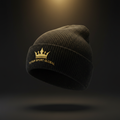 TITAN Performance Knit Beanie — Black & Gold Crown Embroidered Design