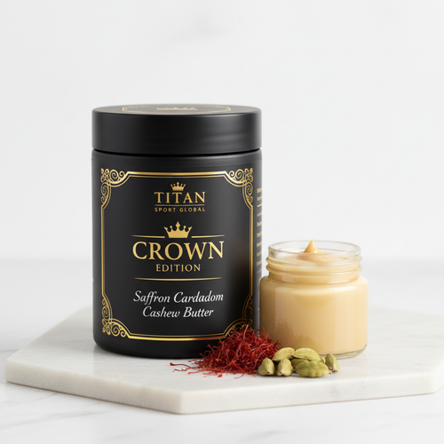 Crown Edition Saffron Cardamom Cashew Protein Butter — matte black Crown Edition jar