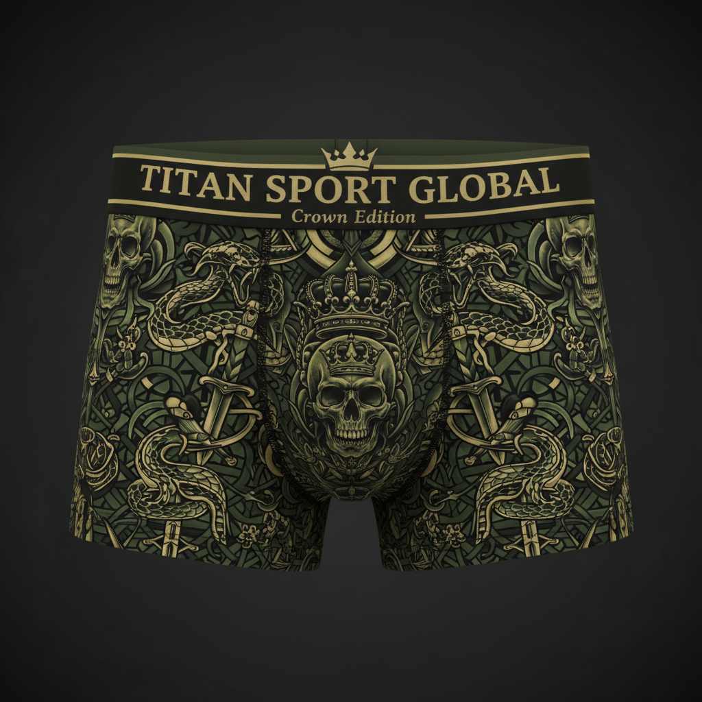 TITAN Crown Edition Men's Viper King Boxer Briefs — Olive & Gold