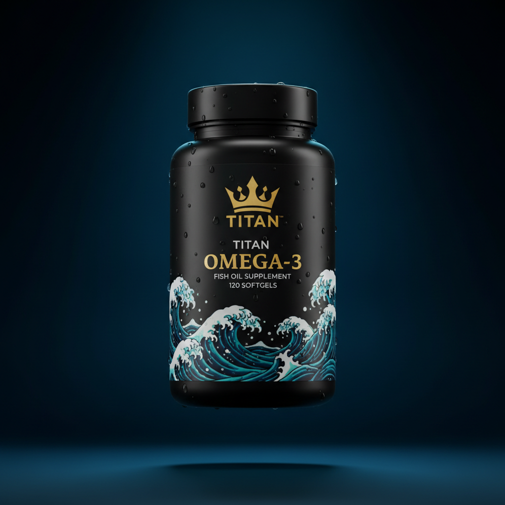 TITAN Omega-3 Fish Oil Heart Brain Health 120 Softgels supplement bottle