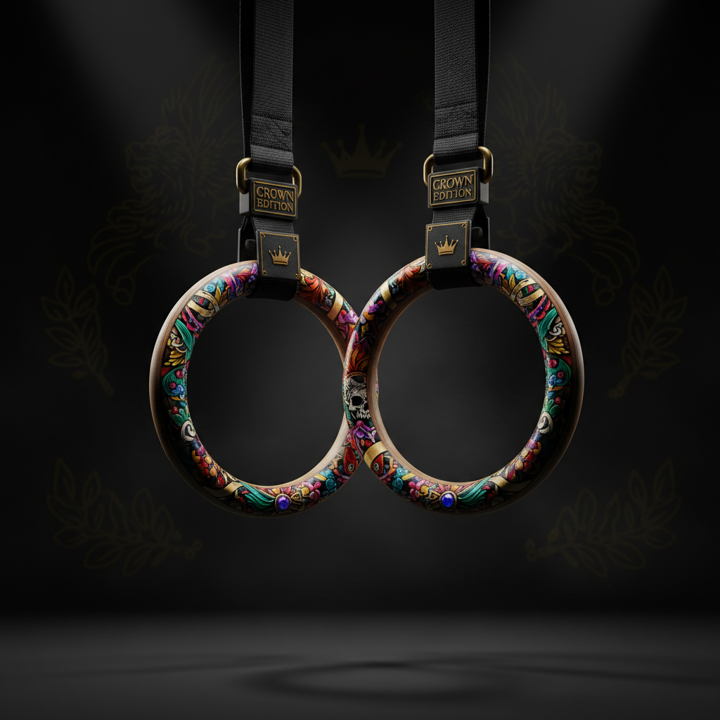 TITAN Crown Edition Wooden Gymnastic Rings — Crown Edition birch wood and gold