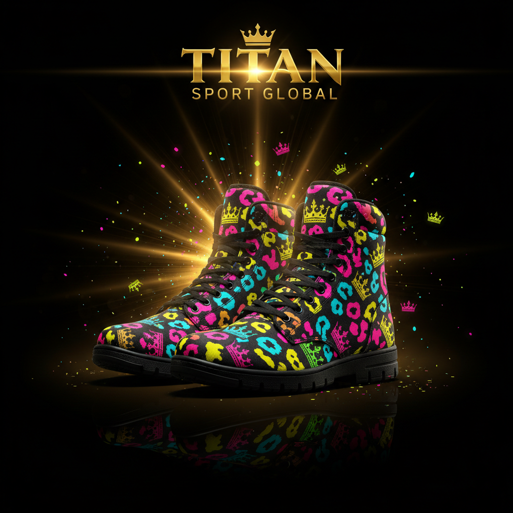 TITAN SPORT GLOBAL women's athletic boots with neon leopard crown pattern