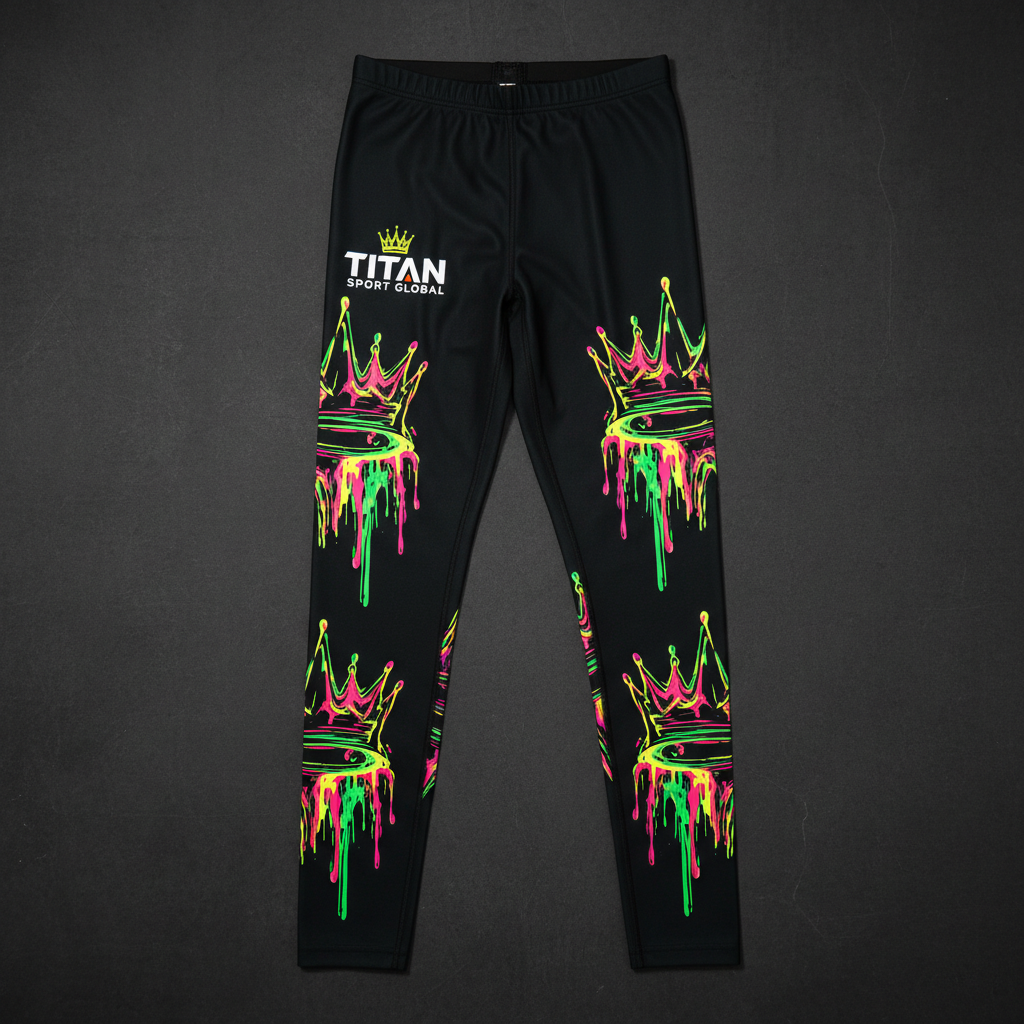 TITAN Men's Neon Drip Crown Compression Tights flat lay