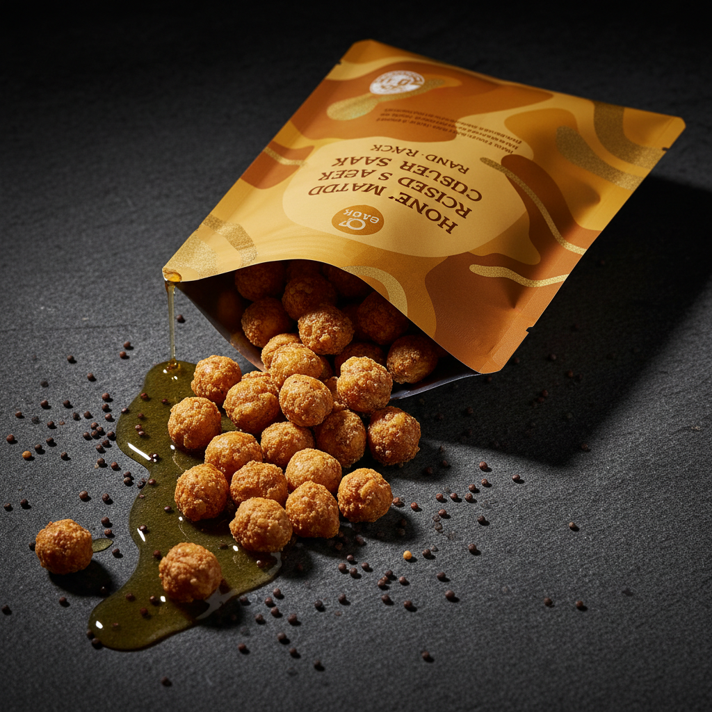 TITAN Roasted Chickpea Snack – Honey Mustard, premium product photography